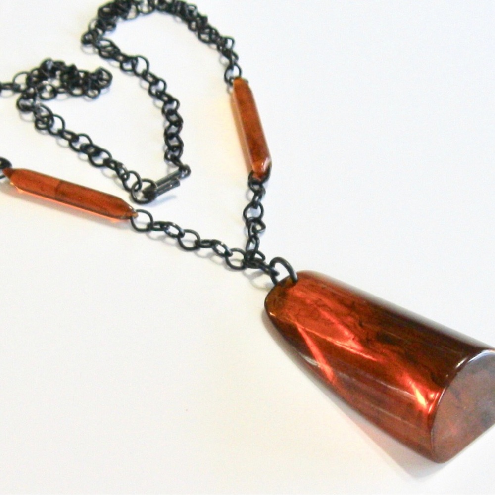 Incredible Vintage Art Deco Root Beer Bakelite Necklace